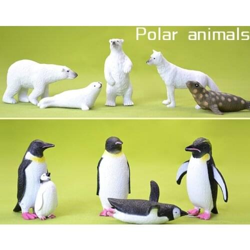 Children Toys Figure PVC DollsPolar animal model toy baby emperor penguin family penguin Little Penguin Decoration 9pcs/set