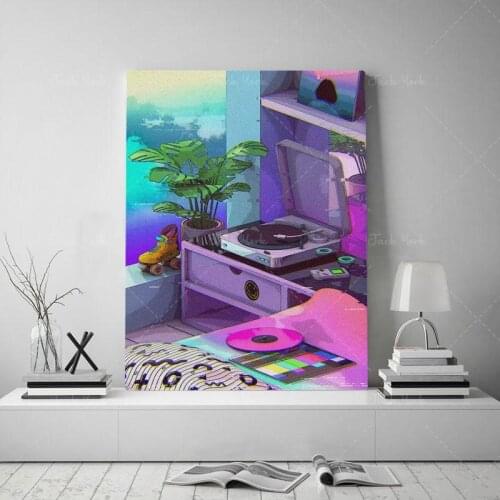 Vaporwave Aesthetic Retro 80s poster Canvas Wall Art Decoration prints for living Kid Children room Home bedroom decor painting