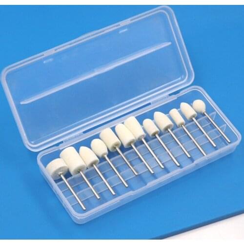 12pcs wool felt mounting polishing wheel outer diameter 8-11.8mm drill bit grinding Rotary tool grinding head 2.35mm shank