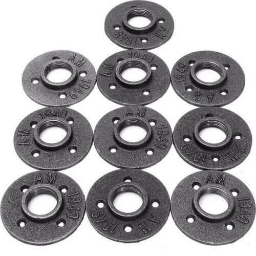 COMBUYFIT 10PCS Flange Antique Durable Flange Thread Cast Iron Hardware Flange Key Fittings Replacement Accessories Wall Mount