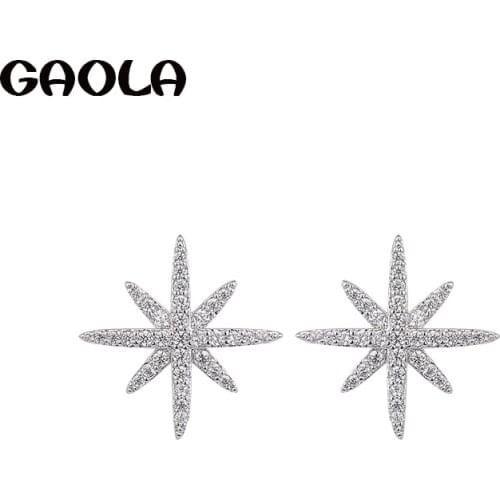 GAOLA 2017 High Quality Snowflake Cubic Zirconia Stud Earrings Fashion Jewelry GLE4920A