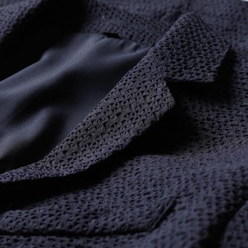 JSBDHigh-end fold texture 3D seersucker jacquard autumn thin men casual clothes single west casual slim suit jacket