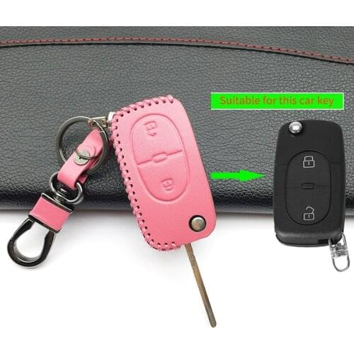 Leather car key fob shell case cover for Audi A2 A3 A4 A6 A8 TT 2 button protection case cover car keys accessories Car style