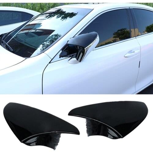 2Pcs Front Car Door Ox Horn Rearview Mirror Cover ABS Black Fit For Lexus ES300h ES350 2019 2020