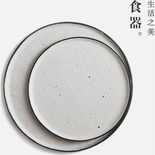 Lototo tableware Tausi creative dish tray plate thick round fruit plate ceramic flat white ink