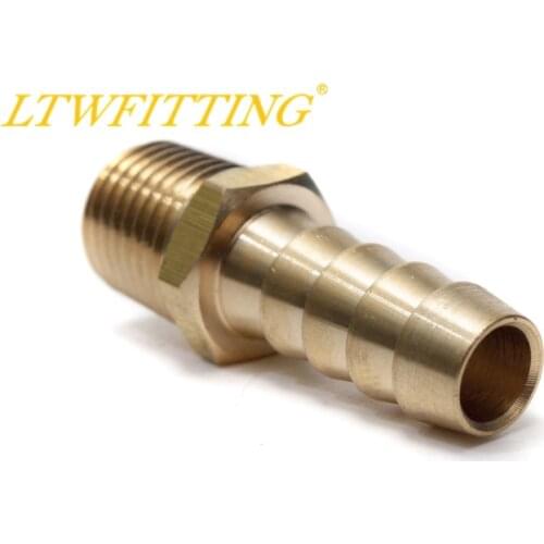 LTWFITTING 3/8" Hose Barb x 1/4" Male NPT Brass Coupler /Connector Fitting Fuel Gas
