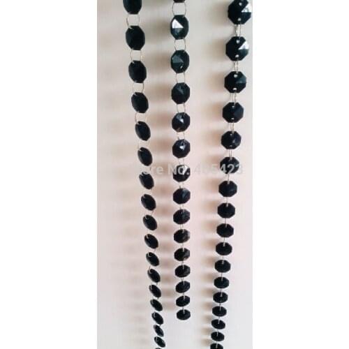 Black color room partition Chandelier wedding Crystal garland tree decoration acrylic octagon bead curtain 15m/lot