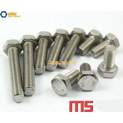 M5 304 Stainless Steel Hexagon Head Set Screw Fully Threaded Bolt