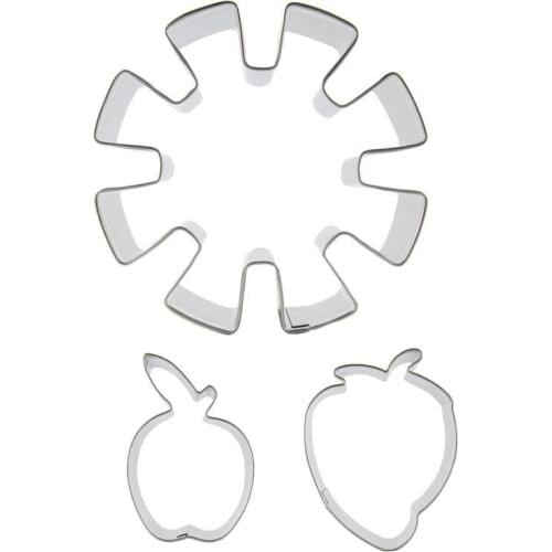 Small Apple, Mini Strawberry ,Snowflake shaped 3 piece biscuit cutting molds, baking tools, cake decorating soft candy tools