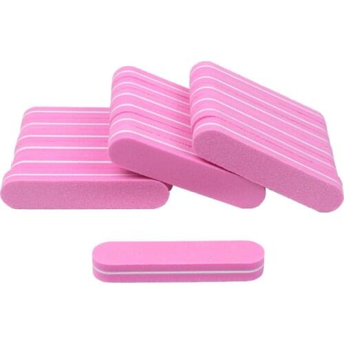 60pcs Mini Nail File Sponge Gel Polish Buffer Block Sanding Pink Form Washable Nail Files Double Sided Pedicure Manicure Tools