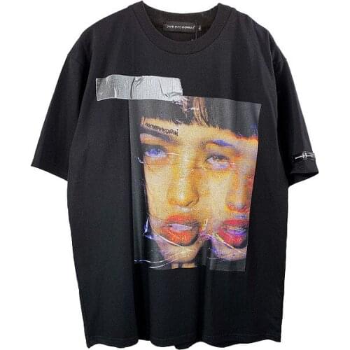 2021 Kpop Hipster Print Streetwear Men T Shirt Washed Short Sleeve Summer Cotton Tshirt Dress Oversized Korean Vintage Clothes