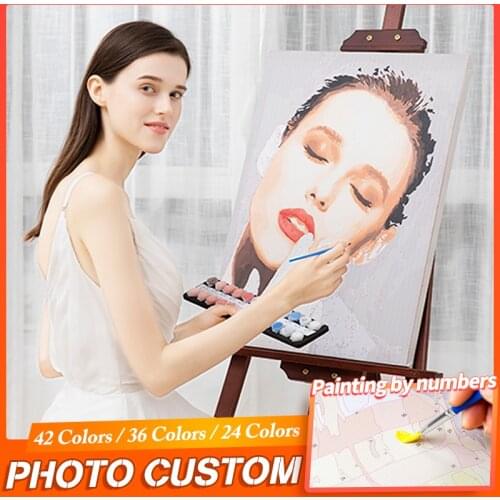 24/36/42 Color Personalised Painting By Numbers Photo Custom person Animals Family Children Photo Coloring By Numbers Diy Gift