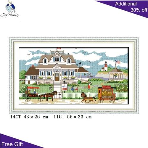 Joy Sunday Happy Family Needlework F911 14CT 11CT Counted and Stamped Home Decoration Happy Family Cross Stitch Embroidery Sets