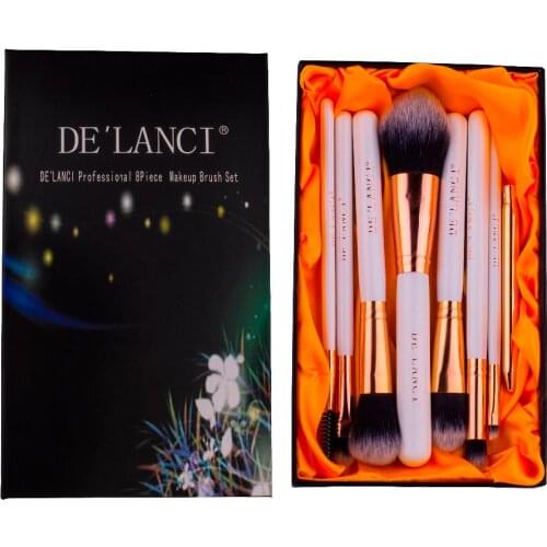 DE'LANCI 8Pcs Makeup Brush Set Eyebrow Foundation Powder Face Eyeliner Lip Brushes Makeup Beauty Tools With Box Christmas Gift