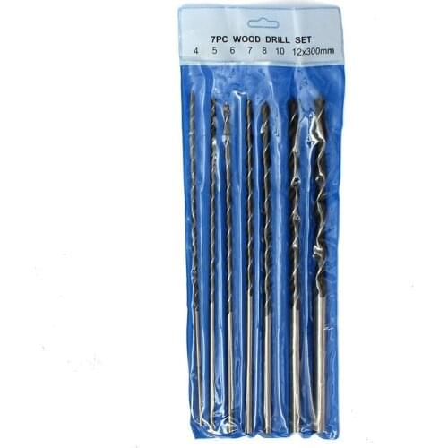 7Pcs/set 12" 300mm Extra Long Wood Drill Bit Set Woodworking Tool 4 5 6 7 8 10 12mm