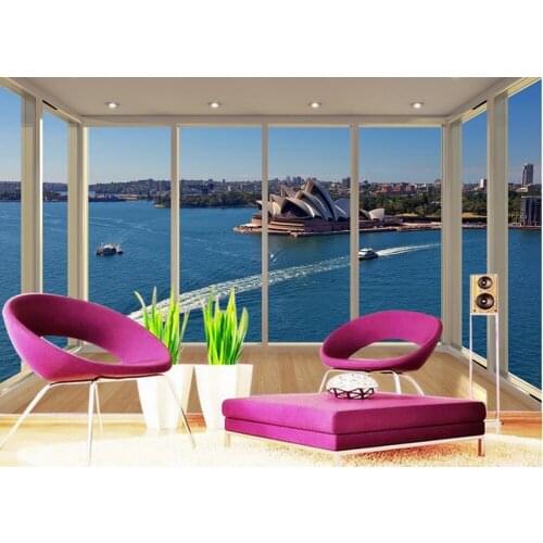 Custom 3d mural wallpaper Balcony views of the Sydney Opera House Living room TV backdrop bedroom 3d photo wallpaper
