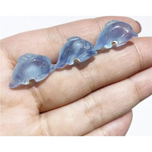 Natural Aquamarine Dolphins Crystal Blue Ice Quartz Stone Gemstones For Pendant Necklaces Gift