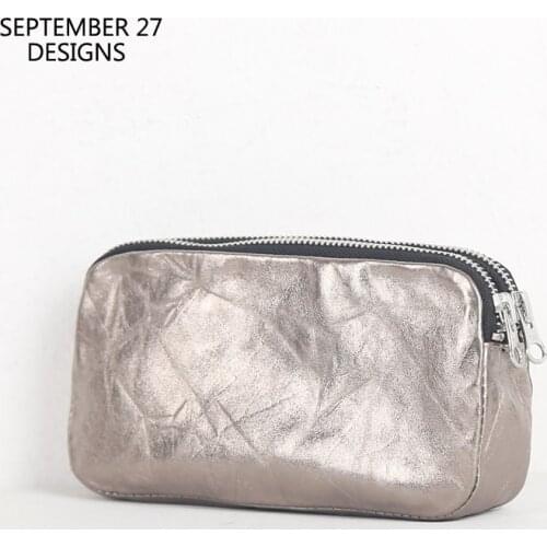 New Fashion Zipper Wallet Genuine Leather Luxury Handmade Storage Long Purses Casual Cell Phone Bag Simple Organizer Pouch