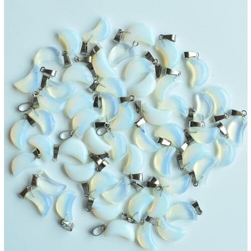 Fashion high quality opal stone crescent moon shape charms pendants for DIY jewelry making Wholesale 30pcs free shipping