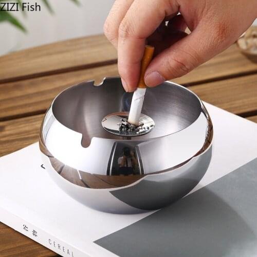 Simple Silver Stainless Steel Ashtray Is Easy Carry and Easy To Clean Home Living Room Office Desktop Ashtray Decoration Crafts