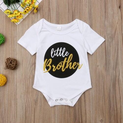 Pudcoco 2020 Summer Infant Baby Little Brother Short Sleeve Romper Match Clothes Outfit Baby Clothes For Boy