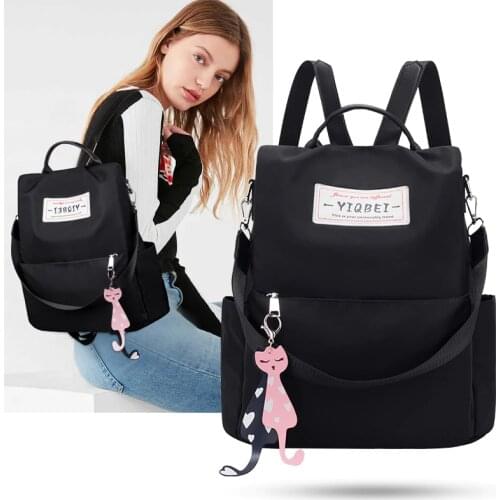 Backpack female 2021 new Oxford cloth Korean version of the tide wild fashion canvas bag Messenger burglar dual-use backpack B06