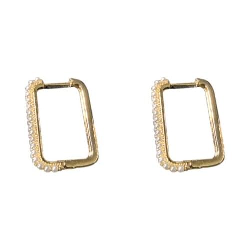 RZ058 Fashion Simple Personality Trendy Earrings Geometric Pearl Ear Buckle Design Sense