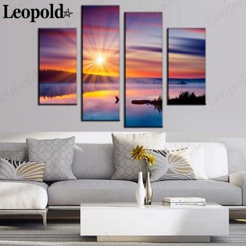 Modern Gorgeous Sunset Landscape Canvas Painting Bright Sunny Poster Wall Art Canvas 4 Modern Home Decoration Accessories