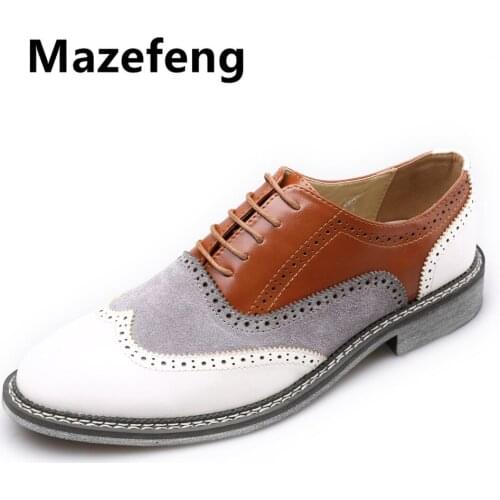 Mazefeng 2021 Spring Autumn Mens Business Dress Casual Shoes for Men Soft Patent Leather Fashion Mens Comfortable Oxford Shoes