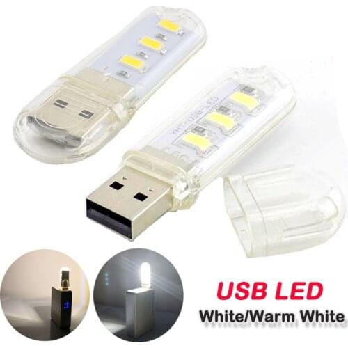 USB LED Light Mini 3LEDs Desk Book Reading Lamp Camping Bulb Support Power Bank Laptop PC Computer Notebook Charger