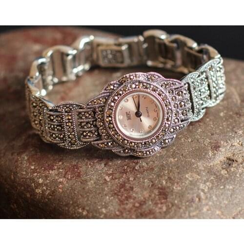 Hot Sale HF Silver Top Quality Silver S925 Watch Classic Elegant Real Pure Silver Bracelet Jewelry Watches Real Silver Bangle