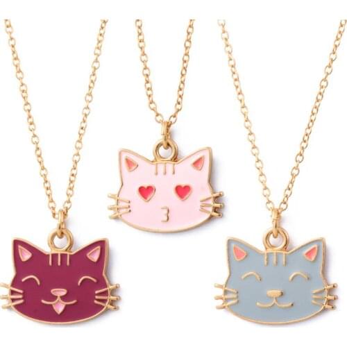 2020 New Fashion Jewelry Gold Color Enamel Cat Unicorn Necklaces For Women Girl Small Animal Pendant Best Friends Necklace