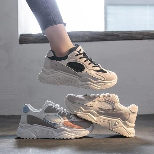 New Spring Korean Sports Shoes Lace Up flats Breathable White Shoes platform Woman Shoes casual Sneakers zapatos de mujer