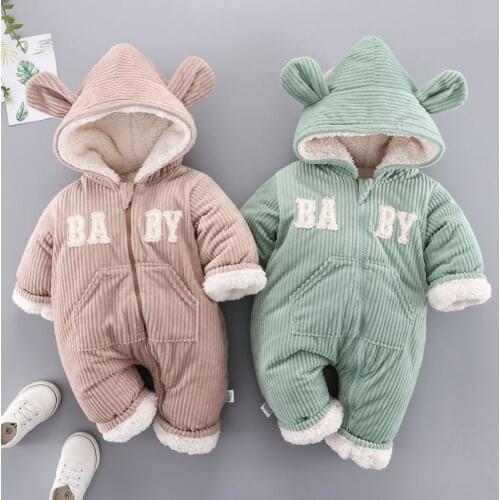 New born baby winter cotton padded clothes boys and girls jumpsuits with thick cotton padded jacket