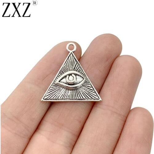 ZXZ 20pcs Tibetan Silver All Seeing Eye Of Providence Pagan Symbol Charms Pendants Beads for Jewelry Making Accessories