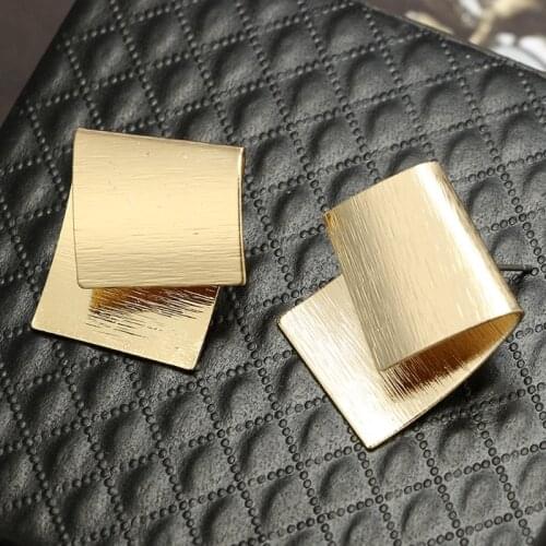 1 Pair Unique Stud Earrings Minimalist Folded Block Irregular Geometric Earrings T84A