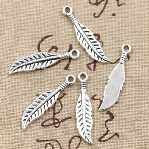 15pcs Charms Tree Leaf 30x7mm Antique Bronze Silver Color Pendants Making DIY Handmade Tibetan Finding Jewelry