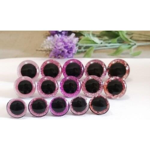 20pcs/lot new items 16mm/20mm/25mm trapezoid plastic clear safety toy eyes +pink glitter color +white washer for diy doll