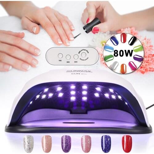 80W UV LED Nail Lamp Sunlight Nail Polish Machine Fingernails Toenails Curing Equipment Nail Art Tool Nail Dryer
