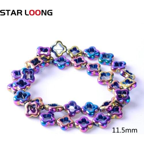 8colors 11.5mm Natural Stone Hematite Beads Bright Flowe loose spacer beads for DIY Necklace Bracelet Jewelry Making Accessories