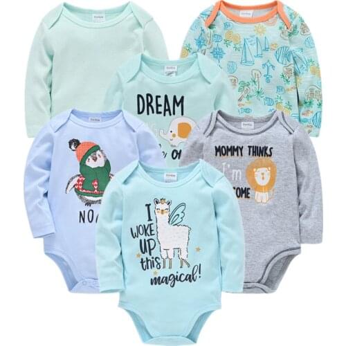Cartoon Baby Boys Bodysuit Overall 6PCS Newborn Girls Jumpsuit Long Sleeve 100%Cotton 0-12Months Baby Clothes Unisex Roupas Bebe