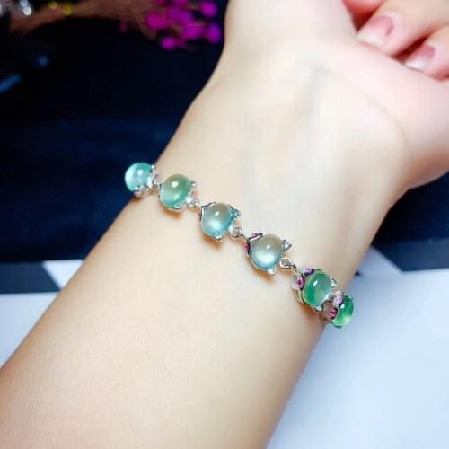 Lucent grape color prehnite gemstone bracelet for women silver jewelry fine jewelry water light lovely ears natural gem freeship