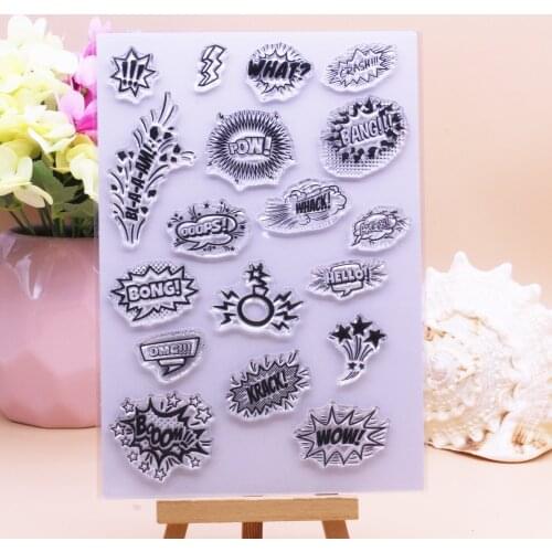 Text Box BOOM! POW! OMG! CLEAR STAMPS Scrapbooking Handmade Card Album Paper Craft Rubber Transparent Silicon Stamp Alinacutle