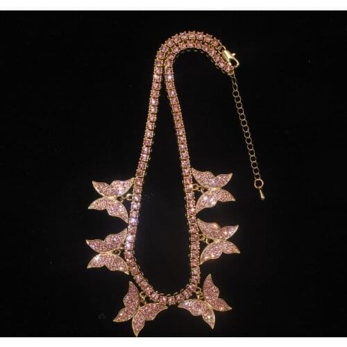 Trendy Butterfly Pendant 25MM Necklace 1 Row Tennis Chain Necklace Choker goth Boho Choker for women Christmas Jewelry Gift