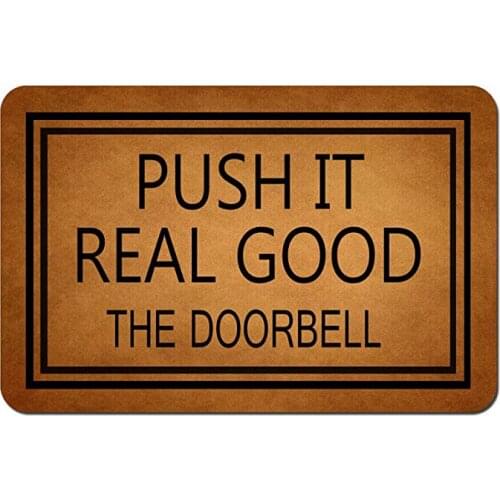 Print on Demand Funny Doormat with Rubber Back -Push It Real Good The Doorbell Door Mat Entrance Way Doormat Non Slip Backing