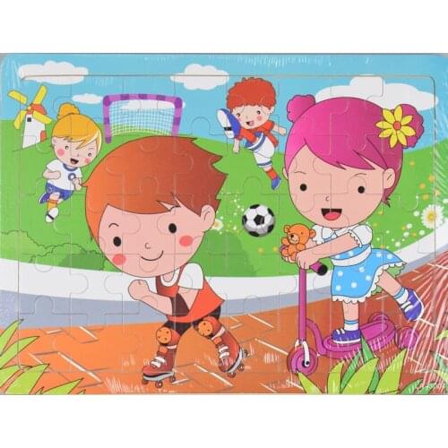 5PCS Random childrens wooden puzzle toys Various cute cartoon designs Baby brain Intelligence Development Early Learning Tools