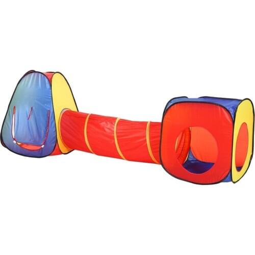 Childrens Tent Three-in-one Red Yellow and Blue Ocean Ball Pool Castle Baby Toy Tunnel Housing Combination Tent Childrens Tent