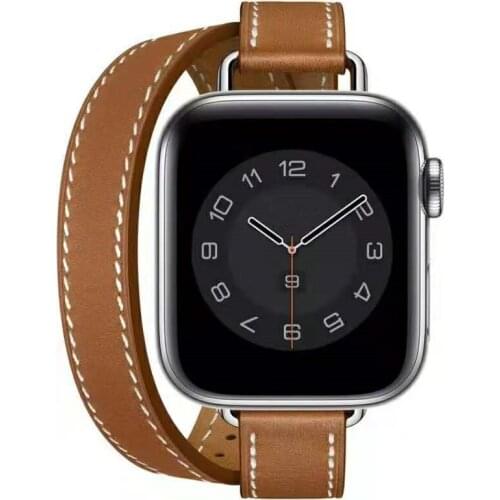 Popular Double Tour Strap for Apple Watch Leather Loop 38mm 42mm 40mm/44mm Extra-long Wristband for iWatch Correa 6SE 5 4 3 2 1