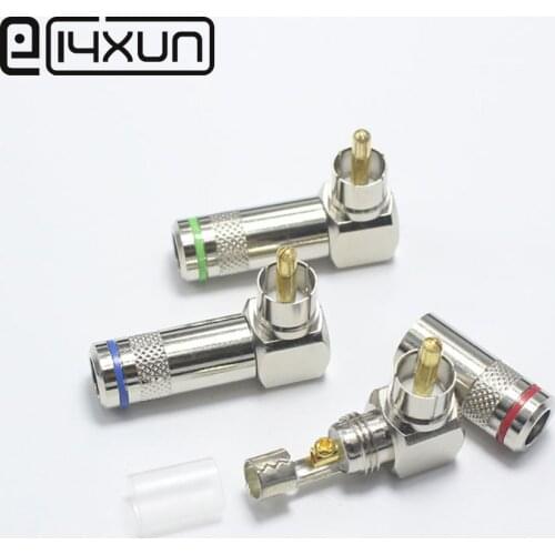 EClyxun 1pcs New High Quality Gold plated Right Angle RCA Male Plug Audio Video Connector Soldering RCA AV 90 Plug
