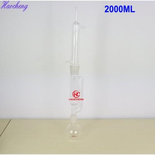 Free shipping, 2000ML Soxhlet Extraction Glassware System, Soxhlet Extrctor with Coiled Condenser